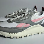 Reebok  Women's Classic Leather Legacy Sneakers in Stark Grey/White/Urban Maroon Photo 0