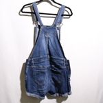 Indigo Blue Denim Maternity Short Bib Overalls Size M Farm Girl Stretch Casual Photo 1