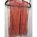 Ultra Pink Coral Lace Mock Neck Sleeveless Top Women's Size L Photo 1