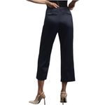 Anthropologie Silky Satin High Rise Tapered Navy Crop Pants Chic blue Size 6 Photo 1