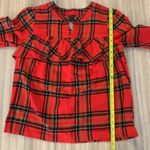 J.Crew NWT Tartan Flannel Ruffle Trim Long Sleeve Popover Top Size XXS Photo 8