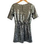 Madewell Broadway & Broome Sequin Metallic Short Sleeve Boat Neck Mini Dress Silver 0 Photo 2