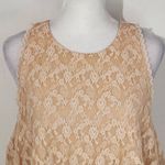 Anthropologie  Peach Ruffled Layer Lace Sleeveless Top Size 12 Coquette Lace Top Photo 1