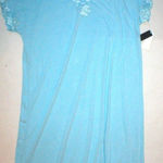 Natori NWT New Designer Night Gown Long Womens Light Blue XS Lace Detail Flower Photo 0