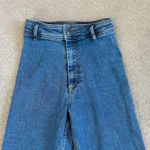 ZARA  Blue High Waist Wide Leg Raw Hem Jeans Dark Wash Classic Womens Size 0 Photo 2