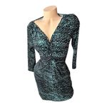 FOREVER 21 Contemporary Small Black Aqua Dot Twist Front mini Dress Size Small Photo 1