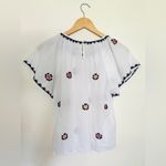 Madewell Floral Embroidered White Blouse Top Womens Flutter Cap Sleeve Sz Small Photo 2