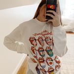 Urban Outfitters Rolling Stones Toungues Around The World Oversized Crewneck Sweater Size Small Photo 0