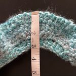 Handmade Potato Chip Scarf Blue Crochet Eyelash Knit Photo 3