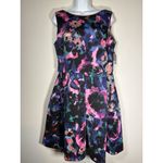 ANTHROPOLOGIE Just Taylor NWT Floral Abstract Fit and Flare Scuba Dress Size 12 Black Photo 1