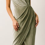 Baltic Born  Kourtney Velvet One Shoulder Midi Dress Sage Size Small NEW Stretch Photo 0