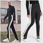 Athleta  Interstellar Tight Black White With Stripe Size 8 Photo 1