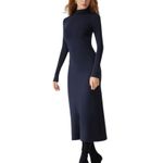 NWT OGL ProWarm Long Sleeve Mockneck Tucks Midi Dress Navy Blue Size XS Photo 1