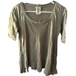 Free People Olive Green Asymmetrical Hem Relaxed Tee XS Photo 1