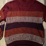 Haptics Multicolor Striped Chunky Knit Oversized Crew Neck Sweater Medium Retro Red Photo 5