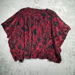 Slinky Brand Caftan Top Small Red Black Velvet Paisley Tunic Poncho Bohemian Photo 2