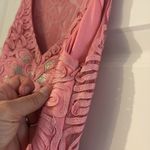 Sue Wong  Pink & Silver Lace Embellished Sheath Cocktail Dress Photo 3