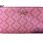Kate Spade Spade Flower Med Zip Wristlet Pink Jacquard NWT $139 Photo 3