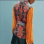 Moulinette Soeurs Anthropologie  gold‎ paisley wrap top mustard yellow sz M Photo 2