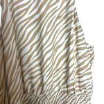 Ann Taylor  Women's S Petite High Neck Blouson Midi Dress Beige Tan Zebra Print‎ Photo 1