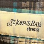st. john's bay St. John’s Bay Skort Teal Brown White Plaid Skirt w/ Shorts Zip Front Sz 10 EUC Photo 4