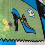 Alfred Dunner medium patchwork full zip sweater with shoulder pads purses shoes Black Photo 6