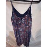 Gap Floral Print Navy Blue Spaghetti Strap V Neck Mini Dress Size Medium Photo 4