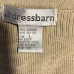 Dress Barn Beige Short Sleeve Zip-Up Knit Sweater Top Textured Stripe Pattern Photo 2