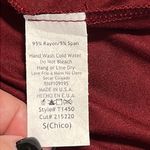 Annabelle small womens burgundy blouse shark bite hem round neck bell sleeve Red Photo 7