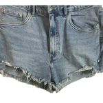 ZARA Light Wash Raw Chewed Hem High-Waisted Distressed Jean Shorts Photo 4