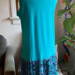 Vintage Sleeveless Teal and floral Patterned drop waist Dress size medium Blue Photo 1