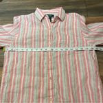 Ralph Lauren 100% Linen Coastal Beachy Striped Button Down Summer Shirt Small Pink Photo 2