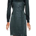 Betsey Johnson  Hunter Green Snake Print Long Sleeve Tie Front Shirt Dress Size 4 Photo 0