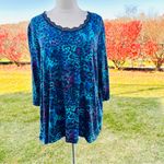 Laura Ashley Blue & Purple Leopard Print Women's Plus Size Top Photo 1