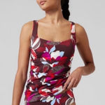 Athleta NWT  Square Neck Tankini Top Hero Bloom Decadent Chocolate 34 D/DD Photo 0