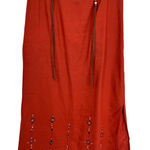 Requirements Vintage  Maxi Skirt Womens Medium Orange Linen Boho Western Beaded Photo 0