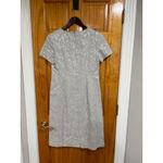 Paul Stuart Gray Floral Lace Jacquard Sheath Dress Size 6 Elegant Classic White Photo 4