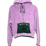 Champion Sweatshirt Sz XS Purple Green Hoodie Sherpa Half Zip UO Exclusive Photo 0