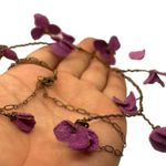Vintage 3 Floral Wired Strand Purple Fuchsia Spacer Necklace W/ Paired N… Photo 9