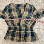 EXPRESS Plaid Surplice Peplum Top Blouse NEW Size Medium Photo 7