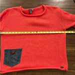 Shannon Passero Coral 100% Cotton Crewneck Sweater Denim Pocket Size Medium Pink Photo 5