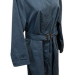 VTG L.L. Bean Traveler Belted Rain Trench Coat Dusty Blue Sz M Pockets Mid Calf Size M Photo 0