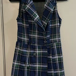 Francesca's Collections Blue Plaid Romper Size M Photo 0