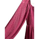 Altar'd State Altar’d State Women’s Vibrant Burgundy Babydoll Tiered Long Sleeve Dress Sparkle Photo 8