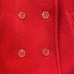 Liz Claiborne  Womens L Jacket Peacoat Red 100% Wool Double Breasted Buttons Photo 9