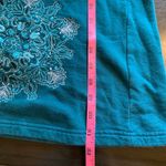 Teal Boho Nepal Tunic Top XL Long Sleeve Embroidered Button‎ Neck Casual Comfy Blue Photo 9