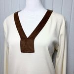 Ralph Lauren Ralph Lauren V neck Cream and Brown Cotton Long Sleeve Top Size L Photo 1