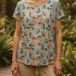 Zelos Women XL Blue Bird of Paradise Floral Print Activewear New Top Stretch Dry Photo 0