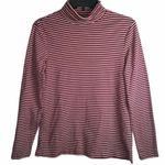L.L.Bean Deep Red White Cowl Neck Stripe Blouse M Photo 0
