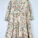 En Saison Eyelet Babydoll Mini Dress Size Small Floral Tiered Lined Puff Sleeve Pink Photo 6